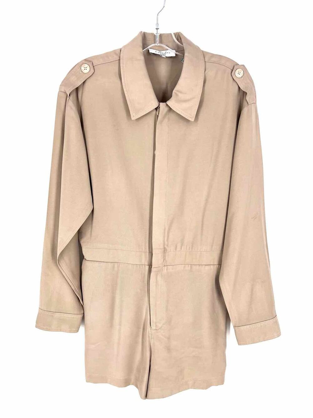L'Academie Size M Khaki Collared Buttons Designer Romper